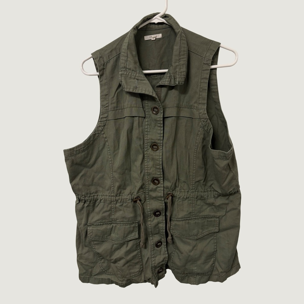 Urban Grunge Neutral Womens Utility Vest Gorpcore Streetwear Lace Up Back Earthy
